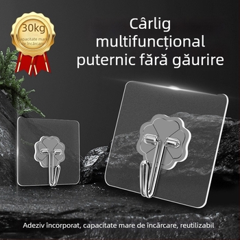 Cuier de perete transparent, cu adeziv puternic, 0-1 kg, fără găuri, PVC