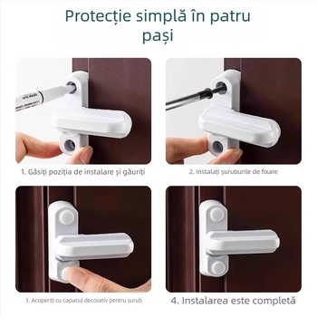 Încuietoare de siguranță din plastic pentru ferestre și uși, fără găuri, pentru uz casnic, pentru ferestre ce se deschid spre interior și spre exterior, siguranță pentru copii, anti-furt, limitator de ferestre