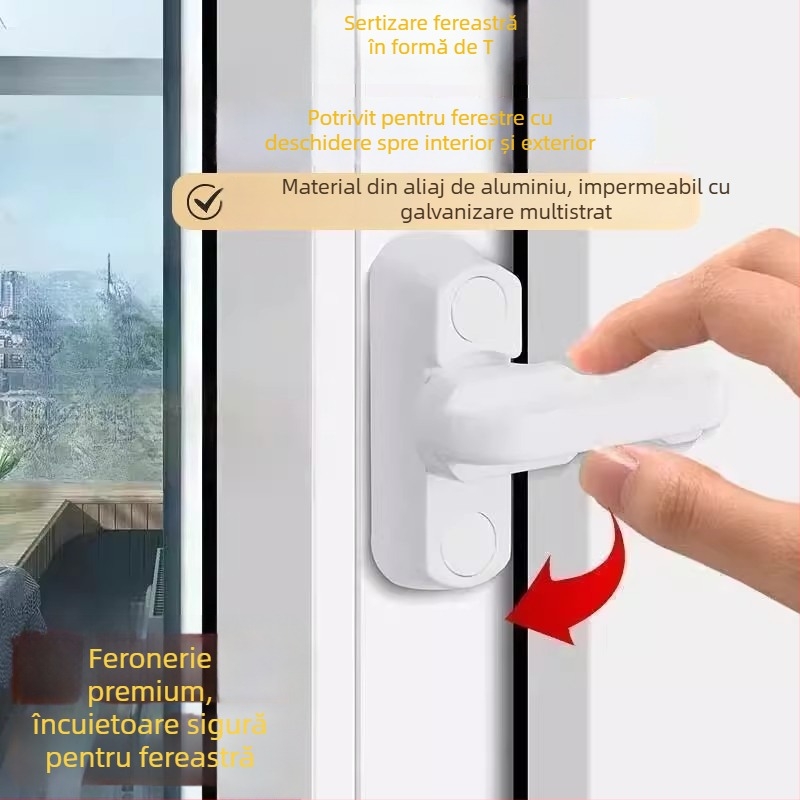 Încuietoare de siguranță din plastic pentru ferestre și uși, fără găuri, pentru uz casnic, pentru ferestre ce se deschid spre interior și spre exterior, siguranță pentru copii, anti-furt, limitator de ferestre