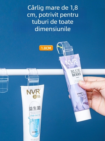 Clipuri din plastic transparent cu cârlig pentru baie, organizer suspendat multifuncțional (set de 4)