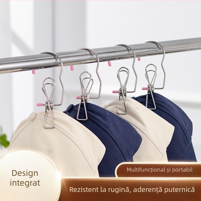 Clește de rufe din oțel inoxidabil cu cârlige, clipsuri de uscare pentru haine, șosete, tricouri — set de patru.
