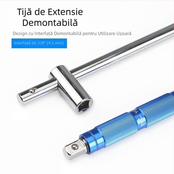 Cheie cu cap schimbător în formă de T, 1/2 inch, cu mâner și tijă de prelungire