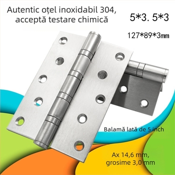 Balama din oțel inoxidabil 304, pliabilă pentru uși și ferestre, robustă, 5×3.5×3, pentru uși din lemn, funcționare silențioasă