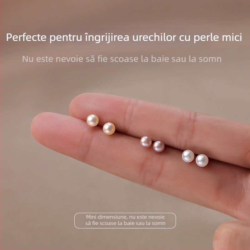S999 Argint Sterling, perle naturale de apă dulce, cercei cu știft pentru femei, design geometric