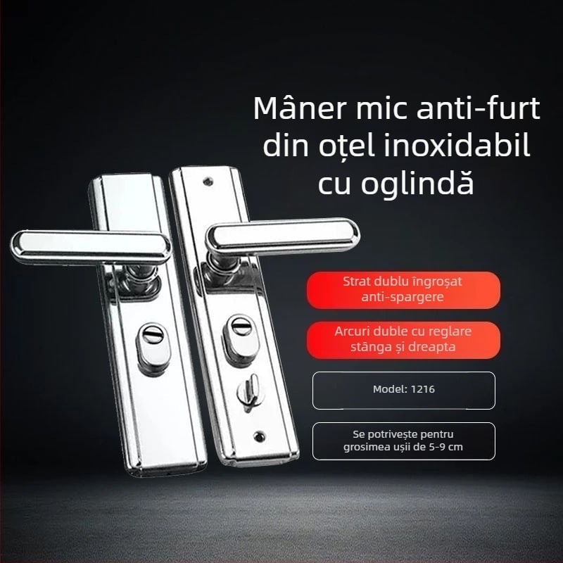 Set încuietoare anti-furt pentru uși interioare din oțel, cu mâner universal de ușă