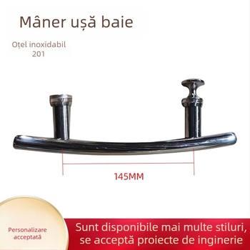 Mâner de ușă din sticlă din oțel inoxidabil 201, curbat, subțire, pentru baie