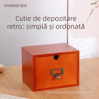 Organizator de birou din lemn cu sertar pentru cărți de vizită și notițe