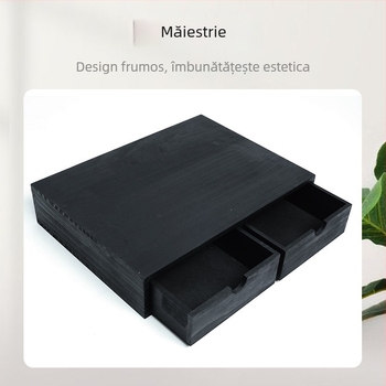 Cutie de depozitare din lemn, cu sertar pentru capsule de cafea, două compartimente, stil modern minimalist