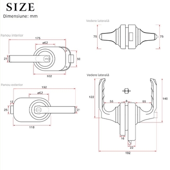 Ușă din sticlă cu montaj rapid din aliaj de aluminiu, încuietoare cu mâner și mecanism central pentru birouri și săli de conferințe