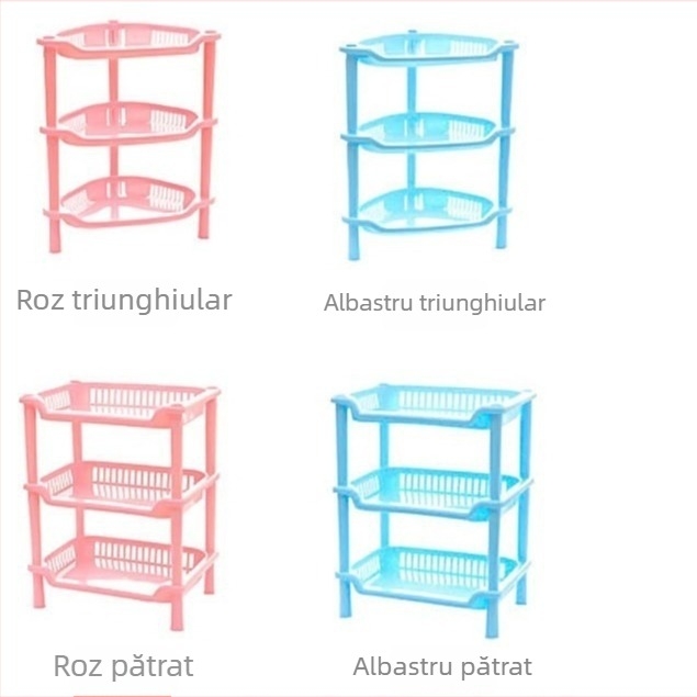Raft de depozitare triunghiular, cu trei etaje, din plastic, pentru bucătărie, baie și cosmetice