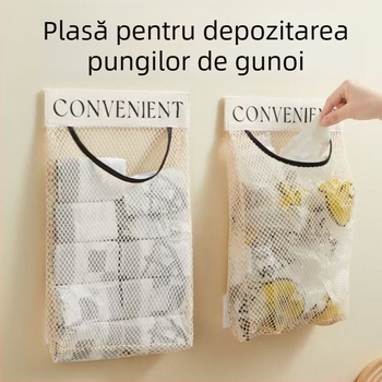 Organizator de depozitare pentru pungile de plastic, montat pe perete, plasă de bucătărie cu capacitate mare