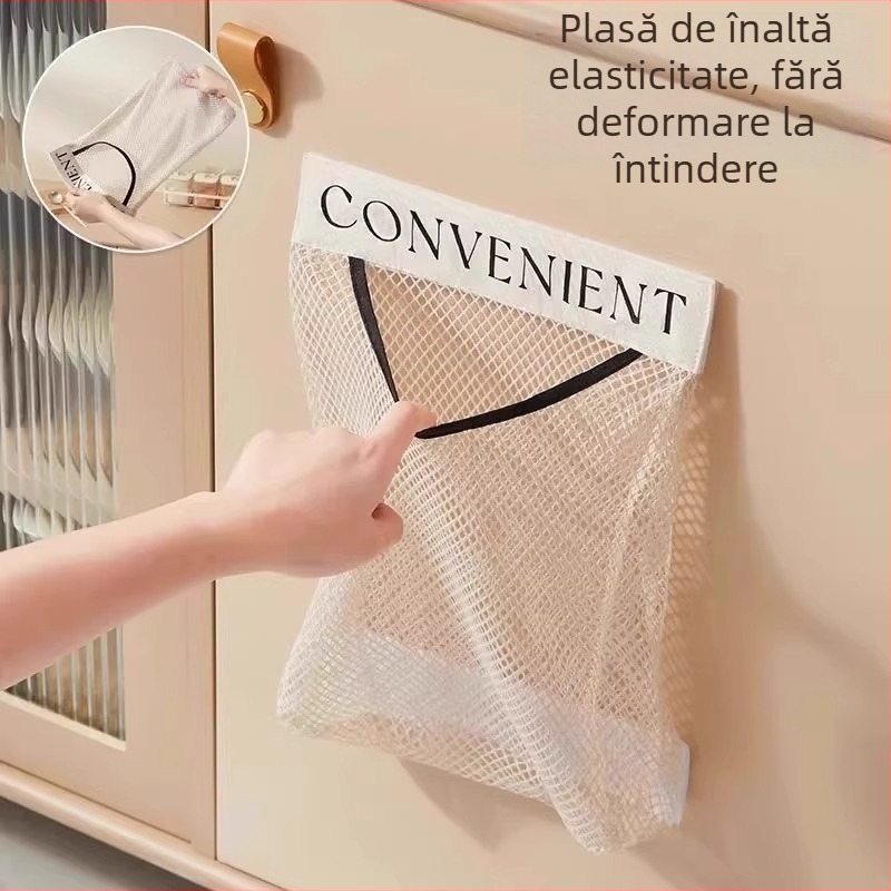 Organizator de depozitare pentru pungile de plastic, montat pe perete, plasă de bucătărie cu capacitate mare