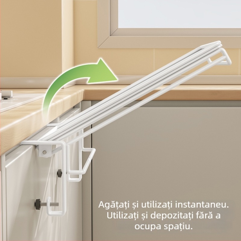 Raft de depozitare bucătărie pliabil, blat extensibil, fixare pe ușa dulapului, pentru baie