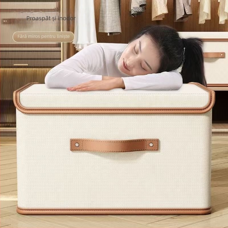 Cutie de depozitare haine cu capac din pânză Oxford, organizator textil cu mai multe straturi, pliabil
