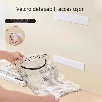 Organizator de perete din plasă multifuncțional pentru sacoșe de gunoi de bucătărie