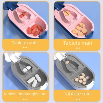 Tăietor de pastile japonez și divizor, tăietor în patru, instrument de împărțire a pastilelor, cutie portabilă pentru medicamente
