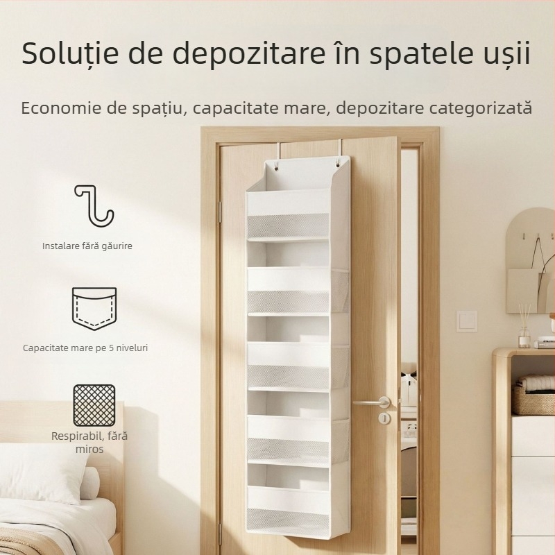 Organizator de perete cu cinci niveluri pentru dormitor, capacitate mare, din nylon