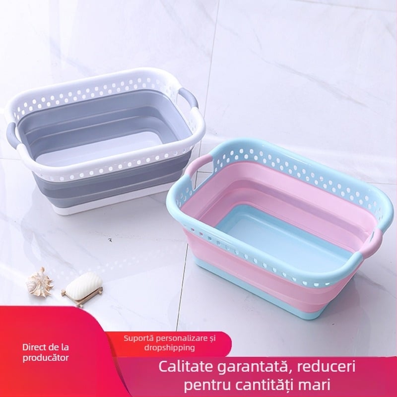 Vas pliabil din plastic pentru spălat, gros și durabil, pentru bebeluți, extra-large, dreptunghiular, cu suprafață de frecare pentru spălat pantofi