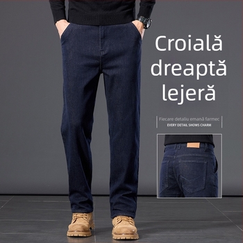 Jeansi bărbați din bumbac 100%, croială dreaptă, lejer, 2025 nou model, premium business casual, pantaloni lungi, mărime mare, primăvară-toamnă