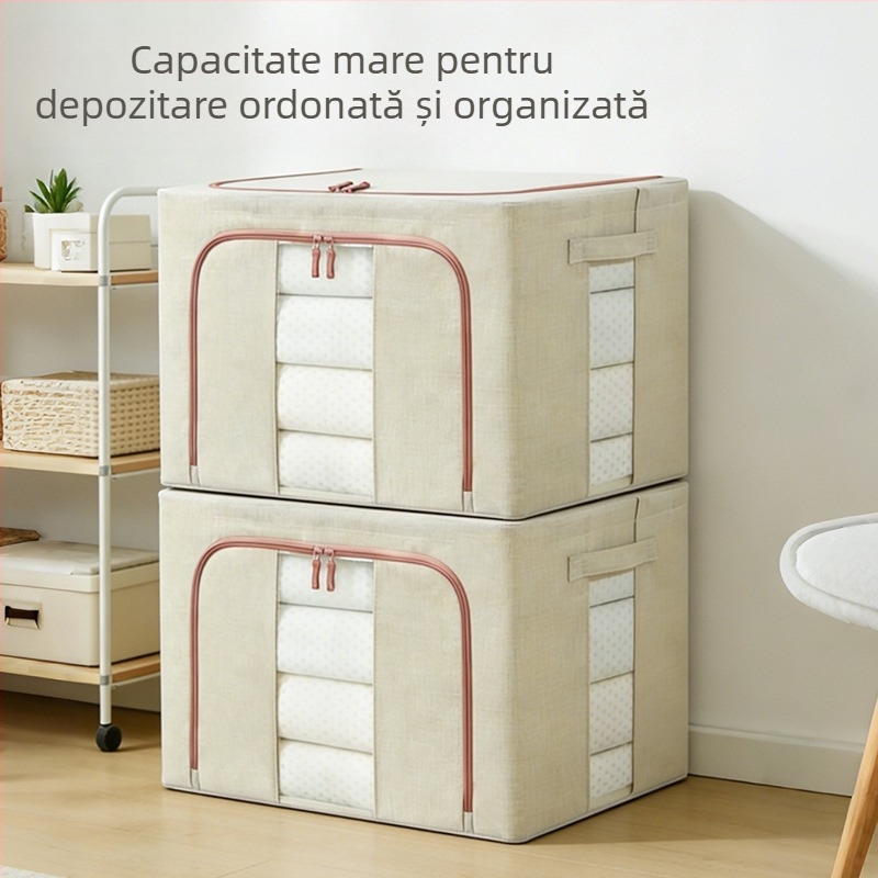 Cutie de depozitare textile pliabilă pentru haine și pături, cu fereastră clară, pentru organizare în garderobă