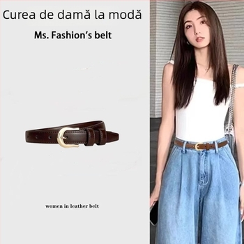 Curea subțire PU cu cataramă cu pin pentru jeanși – curea decorativă versatilă