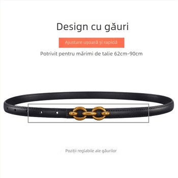 Centură subțire pentru femei, din piele naturală, accesoriu decorativ simplu și versatil pentru rochii