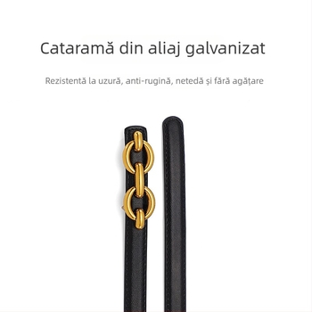 Centură subțire pentru femei, din piele naturală, accesoriu decorativ simplu și versatil pentru rochii