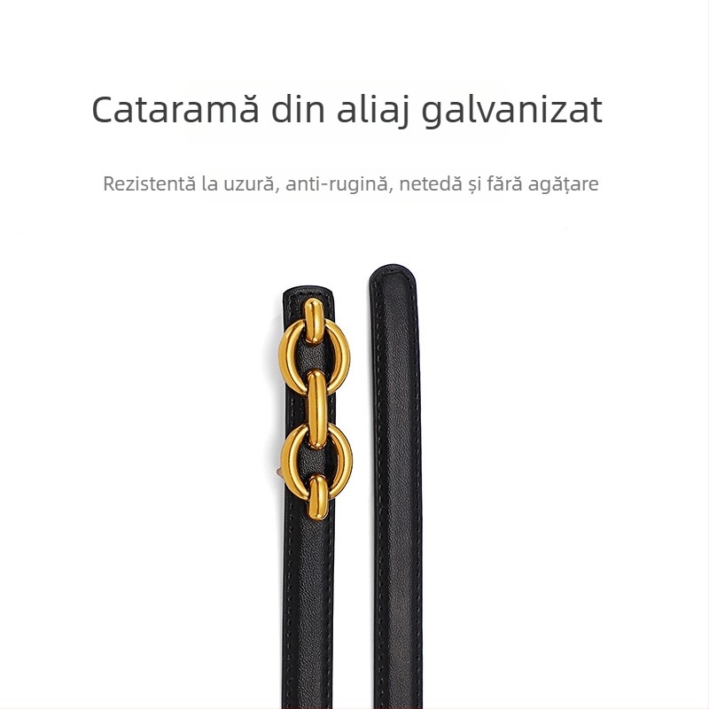 Centură subțire pentru femei, din piele naturală, accesoriu decorativ simplu și versatil pentru rochii