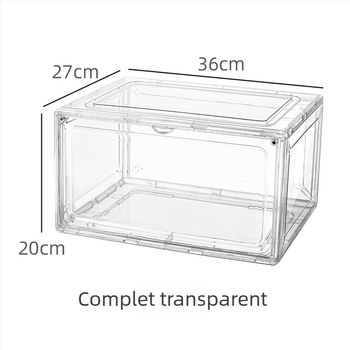 Cutie AJ transparentă pentru pantofi, cu ușă laterală din acril, dulap mare pentru adidași, depozitare magnetică protejată împotriva prafului