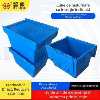 Cutie din plastic cu inserție înclinată și capac, cutie turnover stivabilă