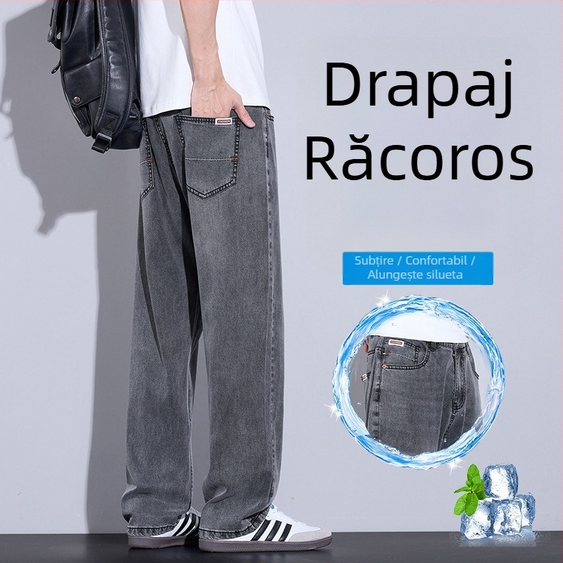 Blugi bărbați Lyocell cu croială dreaptă, vară 2026, croială lejeră, denim casual