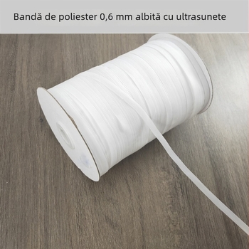 Bandă poliester albă de 0,6 cm pentru perdele și haine – panglică de cusut pentru textile de uz casnic