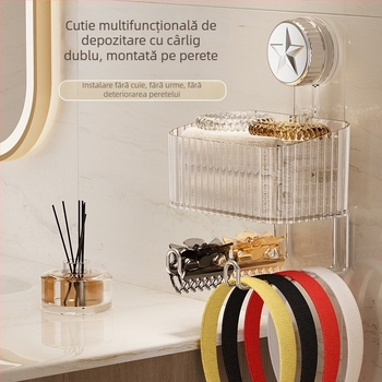 Organizator plastic pentru cosmetice în formă de stea cu cinci colțuri — raft de perete multifuncțional pentru machiaj, bucătărie și baie
