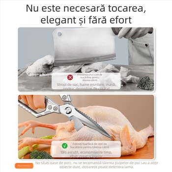 Foarfece de bucătărie din oțel inoxidabil, robuste, cu multiple funcții pentru tăierea oaselor păsărilor și a cărnii