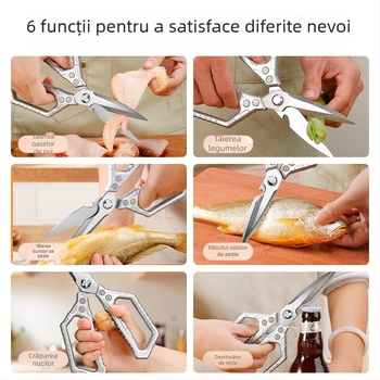 Foarfece de bucătărie din oțel inoxidabil, robuste, cu multiple funcții pentru tăierea oaselor păsărilor și a cărnii