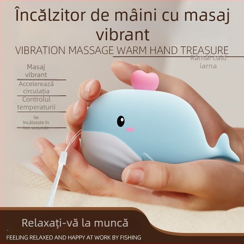 Noul încălzitor de mâini USB 2 în 1, portabil pentru exterior, masaj și încălzire
