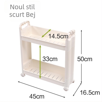 Raft dublu de depozitare pentru spațiul dintre bucătărie, frigider și baie