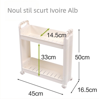 Raft dublu de depozitare pentru spațiul dintre bucătărie, frigider și baie