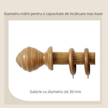 Bară de perdele din lemn cu suporturi pentru pensiuni, bară din lemn în stil roman, bară de lemn unică cu gaură, bară orizontală pentru sufragerie