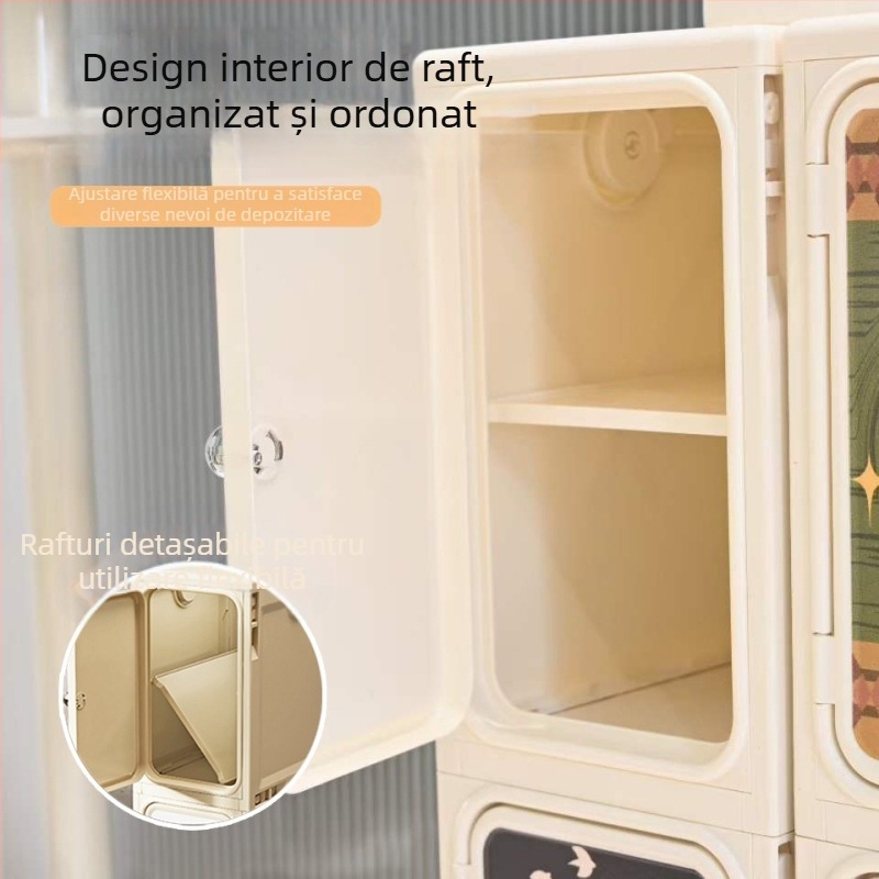 Raft depozitare mobil pentru spații înguste din baie și bucătărie, cu roți, design desen animat, organizator cu mai multe niveluri pentru uz casnic