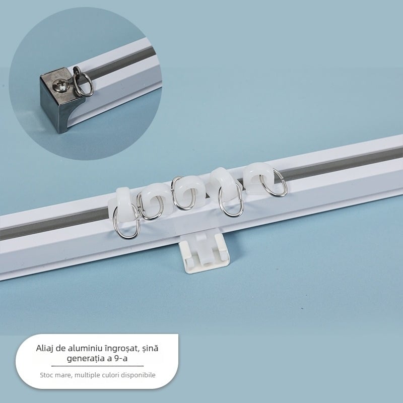 Sistem modern minimalist din aliaj de aluminiu pentru șinele de perdea: accesorii, bare de perdea silențioase și solide, șine