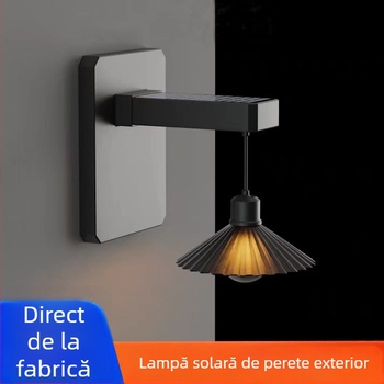 Lumină de perete solar pentru exterior cu COB LED, 10W, 2700K alb cald, IP65, 182×200 mm, pentru grădină, hol și balcon