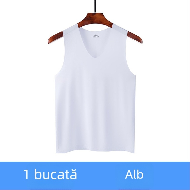Vestă masculină fără cusături din ice silk – vară, subțire, fără mâneci, top de bază pentru sport
