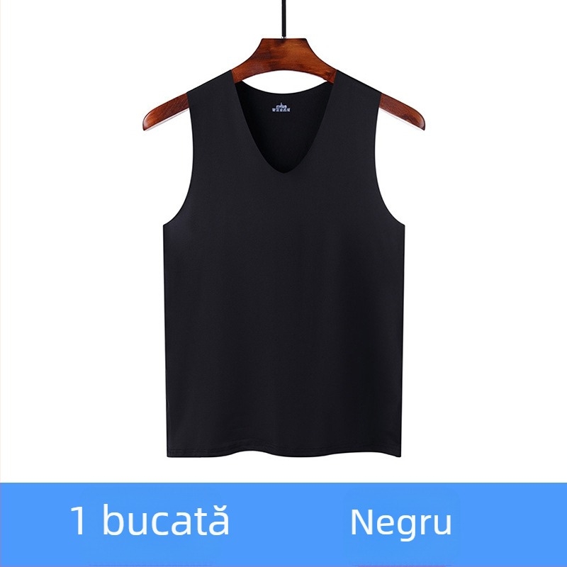 Vestă masculină fără cusături din ice silk – vară, subțire, fără mâneci, top de bază pentru sport