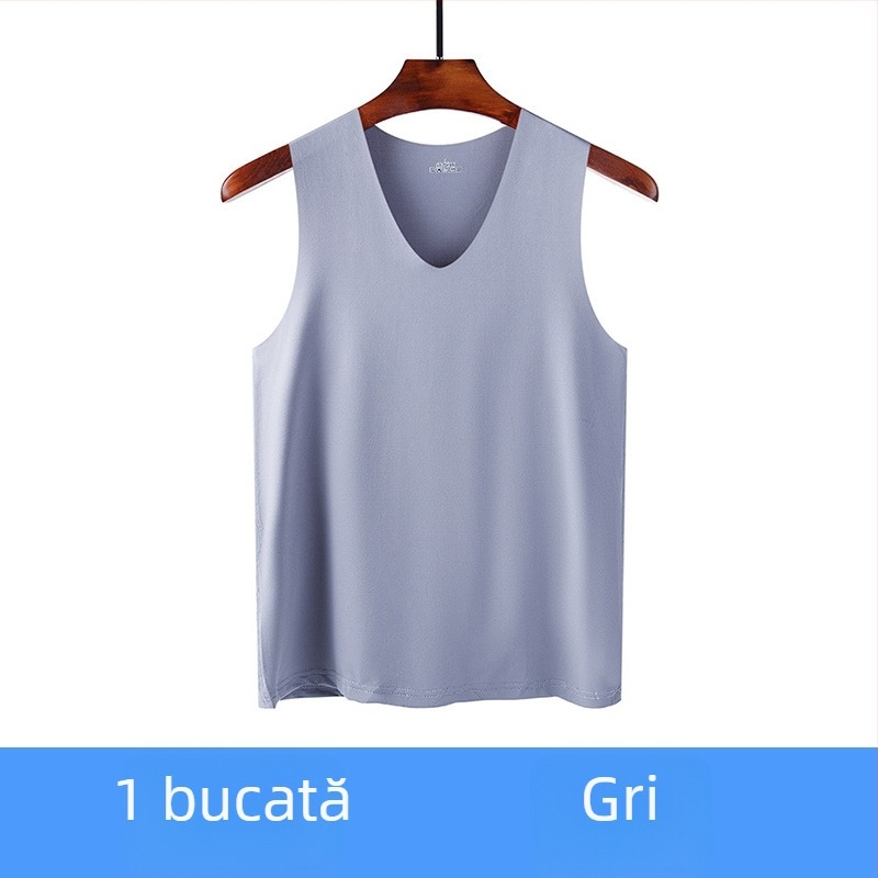 Vestă masculină fără cusături din ice silk – vară, subțire, fără mâneci, top de bază pentru sport
