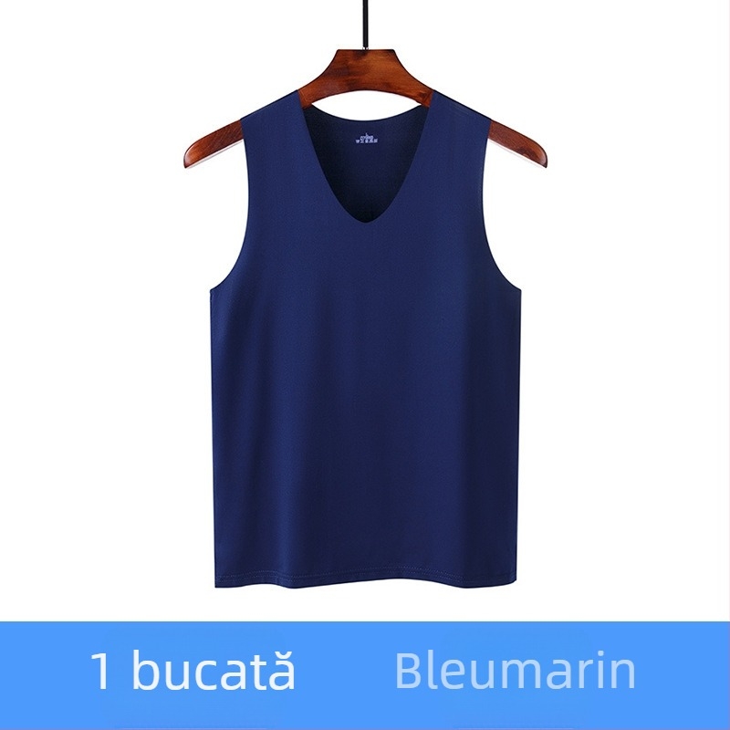 Vestă masculină fără cusături din ice silk – vară, subțire, fără mâneci, top de bază pentru sport