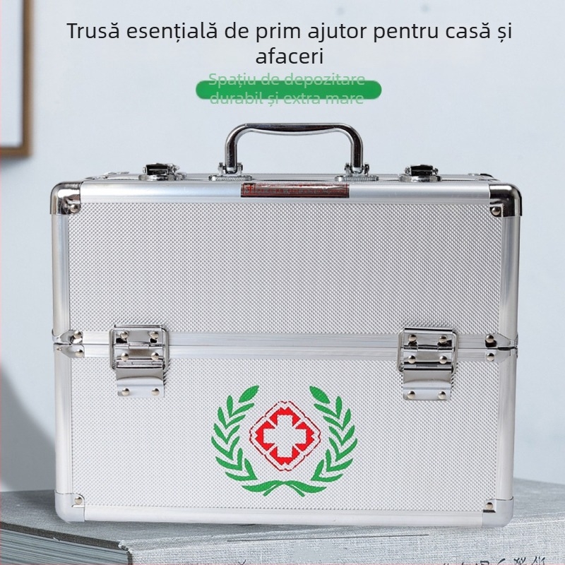 Casetă medicală din aliaj de aluminiu, compartimente multiple, deschidere dublă, cutie de prim ajutor portabil