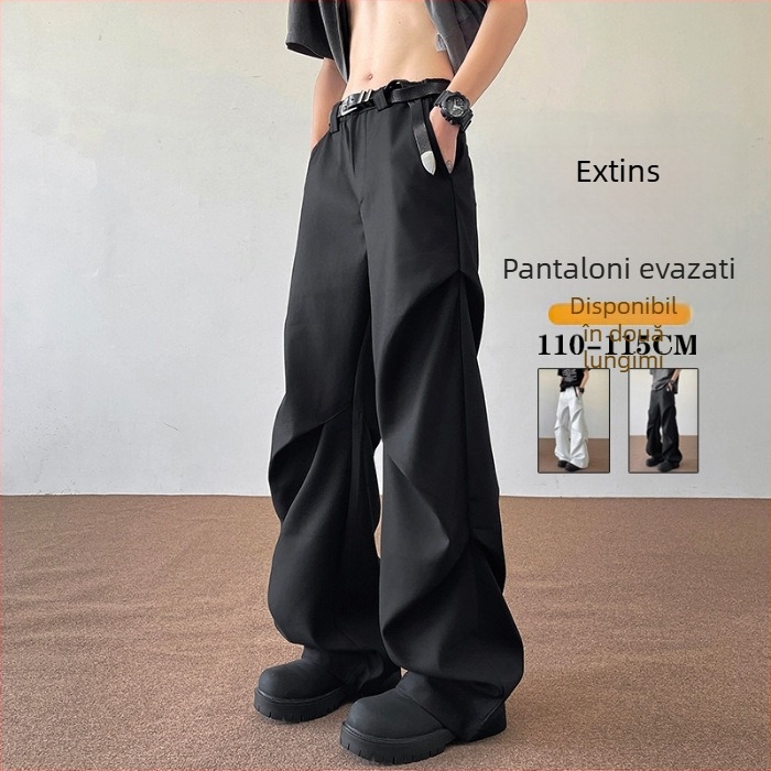 Pantaloni lungi pentru bărbați, 190 cm înălțime, croială ușor evazată, drapaj, rezistenți la cute, croi lejer, universal, model nou