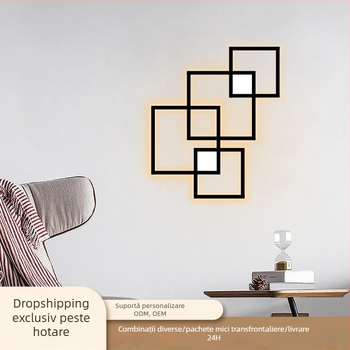 Lampă de perete LED pătrată, minimalistă, pentru hol și sufragerie, iluminat decorativ ambiental