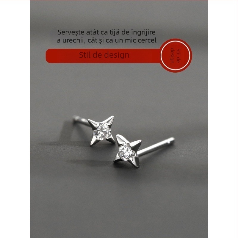 Cercei stud din argint 925 pentru bărbați, design minimalist cu stea mică, mini cercei pentru ureche, vânduți ca un cercel unic